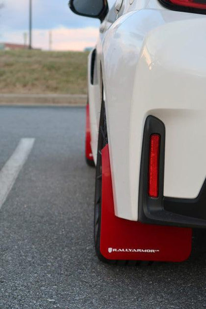 Rally Armor 23-25 Toyota GR Corolla Red UR Mud Flap w/White Logo - Coastal Auto Performance